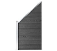 Fence Panel Black 180x186 cm WPC Aluminium Wood-Plastic PrivacySet Post Set 9pc