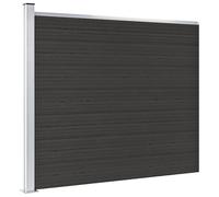 Fence Panel Black WPC 175x146cm Privacy Garden Panel Aluminium Top Rigid Kit Pro
