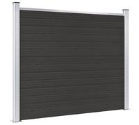 Fence Panel Black WPC Aluminium Top Profile 180x146 cm Privacy Screen Modular XL