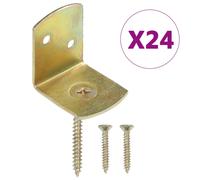 vidaXL Fence Panel Brackets L-Shaped 24 pcs, Galvanised Metal, Yellow Hot-Dip, Integrated Screws
