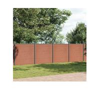 Fence Panel Brown WPC & Aluminium 872x186cm Privacy Garden Slatted Screen Strong
