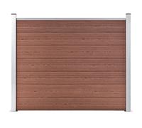 Fence Panel Brown WPC Privacy 180x146cm Aluminium Top Posts Modular Steel Bases