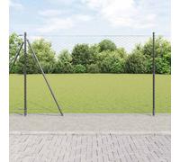 Fence Panel Grey 10 x 1.4 m Steel PVC Coated 50mm Mesh Garden Fence Long-lasting