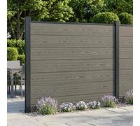 Fence Panel Grey WPC & Aluminium 180x146cm Privacy Panel Weatherproof Durable UV