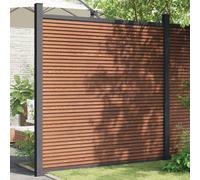 Fence Panel Privacy WPC Aluminium Brown 180x186 cm Easy Install Ground Fix Built