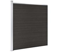 Fence Panel Set 180x186cm Black WPC Privacy Panel Aluminium Top Profile Durable