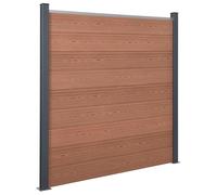 Fence Panel Set Brown WPC 180x186cm Privacy Garden Panel Double-Sided Incl Posts