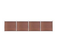 Fence Panel Set Brown WPC 699x146cm Modular Privacy Garden Panels 28 pcs 5 posts