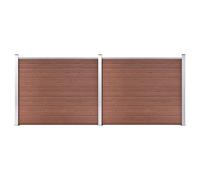 Fence Panel Set Brown WPC & Aluminium 353x146cm Garden Privacy Modular Rustproof