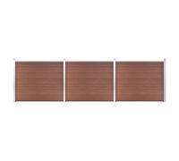 Fence Panel Set Brown WPC with Aluminium Top Profile 353x146 cm Privacy Durable