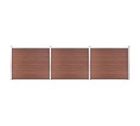 Fence Panel Set Brown WPC with Aluminium Top Profile 526x146 cm 4-Post Modular.