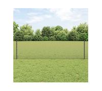 Fence Panel Set Grey 5000x60x2.7cm Steel PVC Powder-Coated 22 Posts Roll Durable
