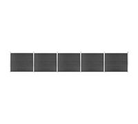 Fence Panel Set Grey WPC 872x146cm 35 Boards 6 Posts Aluminium Top Weatherproofs
