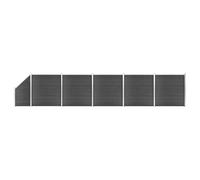 Fence Panel Set with WPC, Garden Privacy Barrier, Black, 965x186 cm