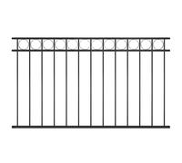 Fence panel 170 x 80 cm Black powder-coated steel circle top privacy incl mounts