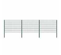Fence Panel with Posts Iron Green Screen Fence Barrier Multi Sizes vidaXL