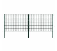 Fence Panel with Posts Iron Green Screen Fence Barrier Multi Sizes vidaXL