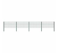 Fence Panel with Posts Iron Green Screen Fence Barrier Multi Sizes vidaXL