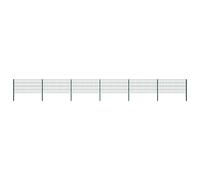 Fence Panel with Posts Iron Green Screen Fence Barrier Multi Sizes vidaXL