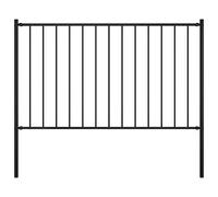 Fence Panel with Posts, Powder-Coated Steel, 181 x 150 cm, Black, Robust, Weather-Resistant, Ideal as a Privacy Screen for the Garden