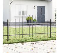 Fence Panel with Spike Arch Set of 2 Grey Powder-Coated Steel Berkfield Home Grey One Size