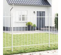 Fence Panel with Spike Arch Set of 2 White Powder-Coated Steel Berkfield Home White One Size