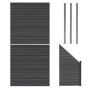 (Fence Panels x 2, Angled Piece & Posts x 3 - Grey) Composite Fence Panels Corner Pieces Posts Gates LED