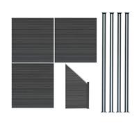 (Fence Panels x 3, Angled Piece & Posts x 4 - Grey) Composite Fence Panels Corner Pieces Posts Gates LED