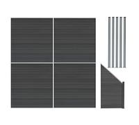 (Fence Panels x 4, Angled Piece & Posts x 5 - Grey) Composite Fence Panels Corner Pieces Posts Gates LED