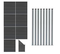 (Fence Panels x 7, Angled Piece & Posts x 8 - Grey) Composite Fence Panels Corner Pieces Posts Gates LED