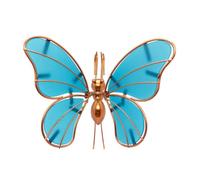Fence Planter Butterfly Accent Decor, Blue | Acrylic Panel Metal Ornament with Light Powered Glow for Patio Corners Display