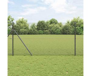 Fence Post 2500x3.2x100cm Grey Powder-Coated Steel Outdoor Durable Set Corrosion