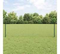Fence Post 100cm Green Steel Painted Outdoor Cylindrical Support Posts 5pcs Set