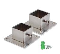 Fence Post Base Brackets, Stainless Steel Outdoor Railing Support Kit with Screws, Square Bracket for Deck, Pavilion and Pergola Installation