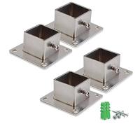 Fence Post Base Brackets, Stainless Steel Outdoor Railing Support Kit with Screws, Square Bracket for Deck, Pavilion and Pergola Installation