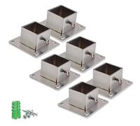 Fence Post Base Brackets, Stainless Steel Outdoor Railing Support Kit with Screws, Square Bracket for Deck, Pavilion and Pergola Installation