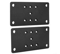 Fence Post Brackets 2 Pack Steel Base Plates for Concrete Decking - Heavy Duty Black Powder Coated Anchor Support for Railings Mailboxes 6.5x3.5 Inch
