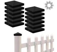 Fence Post Cap 12 PCS Plastic Fence Post Finials 100mm x 100mm Black Fence Post Toppers 4 x 4 Inch to Protect and Decoration Outdoor Wooden Fence and Mailboxes