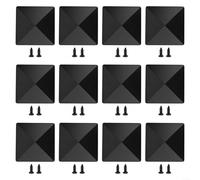 Fence Post Cap 4x4 Inch Black Plastic Pyramid with Pre-Drilled Holes for Outdoor Fence Deck Post Protection Heavy Duty Weather Resistant Post (12pcs)