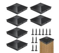 Fence Post Cap,Pack Of 6 Neat Toppers For Fence Posts,Fence Caps Outdoor Post,Powder Coated Post Cap With 12 Screws,Protect Wooden Fence Poles Outdoor,Prolong The Life Of Your Fence