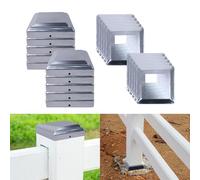 Fence Post Caps, 10 PCS Fence Toppers for 3x3" / 4x4" Posts, Aluminum Fence Post Tops, Weatherproof Post Base Cover, Metal Post Skirt for Garden Wooden Posts (2 in 1, 100x100 mm/4x4")