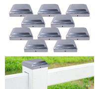 Fence Post Caps, 10PCS Fence Post Toppers 4×4Inch Metal Square Fence Post Protector Durable Outdoor Post Covers for Fence Post Protection and Decoration (Top Cap, 101×101mm)