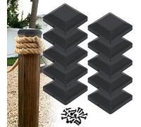Fence Post Caps 12x12cm, 10 PCS Metal Black Fence Toppers, Weatherproof Fence Caps, Square Fence Post Tops for Fence Post Repair, Wooden Post Fence, Garden (12x12cm)