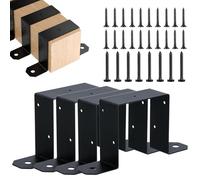 Fence Post Clips, Post Bracket, 4 x 4 in Post Caps Tie Classes for Wood, U Shaped Strong Tie Stand, Black Support Thread for Outdoor, Indoor, Backyard, Outdoor, Backyard