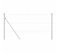 Fence Post Galvanized Steel Outdoor Garden Barrier Terrace Divider Set vidaXL