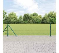 Fence Post Green 25 x 0.4 m Steel & PVC 25mm Mesh Garden Boundary Post Rustproof