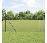 Fence Post Grey 25 x 1.4 m Steel PVC 16x16mm Mesh Garden Boundary Support Panel
