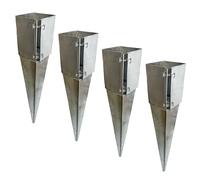 Fence Post Holder Support Drive in Spike Galvanised 100 x 100 x 750mm 4PK