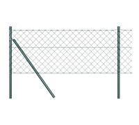Wire Mesh Fence with 7 Posts 0.6 x 10 m Galvanised Steel Green