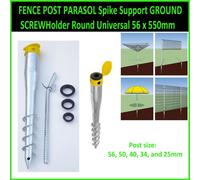 Fence Post Parasol Spike Support Ground Screw Holder Round Universal 56 X 550mm